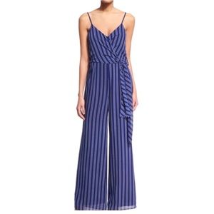 Michael Kors Blue & White Pinstripe Jumpsuit - size Medium
